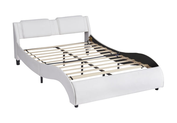 HomeRoots White Tufted Faux Leather Queen Bed Frame - Stylish, Durable Design for Ultimate Comfort & Elegance 606906