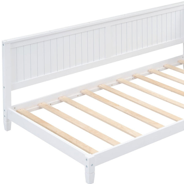 HomeRoots White Wood Twin Daybed Frame – Stylish Multi-Functional Bed & Seating for Small Spaces, Easy Setup! 606909