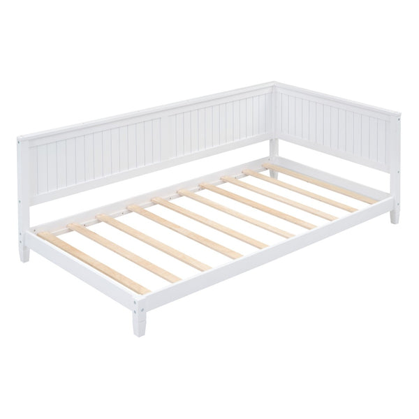 HomeRoots White Wood Twin Daybed Frame – Stylish Multi-Functional Bed & Seating for Small Spaces, Easy Setup! 606909