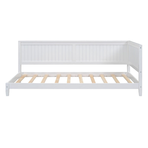 HomeRoots White Wood Twin Daybed Frame – Stylish Multi-Functional Bed & Seating for Small Spaces, Easy Setup! 606909