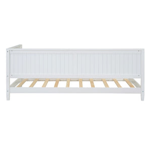 HomeRoots White Wood Twin Daybed Frame – Stylish Multi-Functional Bed & Seating for Small Spaces, Easy Setup! 606909