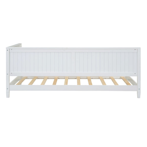 HomeRoots White Wood Twin Daybed Frame – Stylish Multi-Functional Bed & Seating for Small Spaces, Easy Setup! 606909