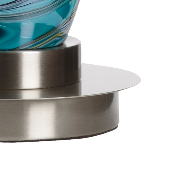 Wildwood Flora Art Glass Table Lamp With Handcrafted Aqua Blue-Green Shades, Brushed Nickel Base, 34.5"H 60691