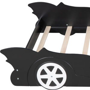 HomeRoots Black Wood Full Bed Frame - Sturdy, Stylish Design with 12 Support Slats for Maximum Comfort & Style 606918
