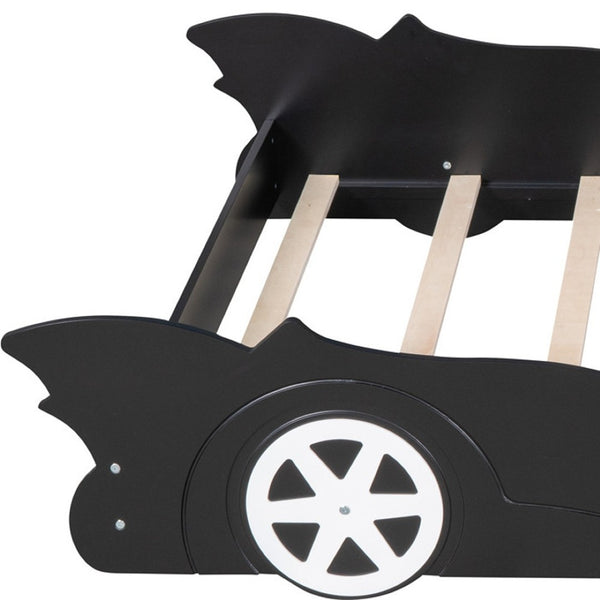 HomeRoots Black Wood Full Bed Frame - Sturdy, Stylish Design with 12 Support Slats for Maximum Comfort & Style 606918