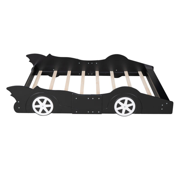 HomeRoots Black Wood Full Bed Frame - Sturdy, Stylish Design with 12 Support Slats for Maximum Comfort & Style 606918