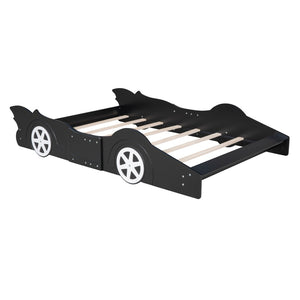 HomeRoots Black Wood Full Bed Frame - Sturdy, Stylish Design with 12 Support Slats for Maximum Comfort & Style 606918