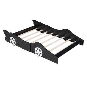 HomeRoots Black Wood Full Bed Frame - Sturdy, Stylish Design with 12 Support Slats for Maximum Comfort & Style 606918
