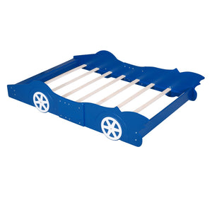 HomeRoots Blue Wood Full Bed Frame - Stylish Platform Design with Durable Slats for Modern Bedroom Décor 606919