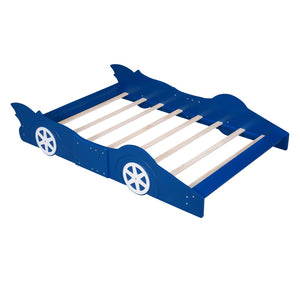 HomeRoots Blue Wood Full Bed Frame - Stylish Platform Design with Durable Slats for Modern Bedroom Décor 606919