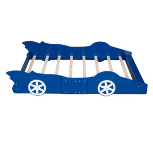 HomeRoots Blue Wood Full Bed Frame - Stylish Platform Design with Durable Slats for Modern Bedroom Décor 606919