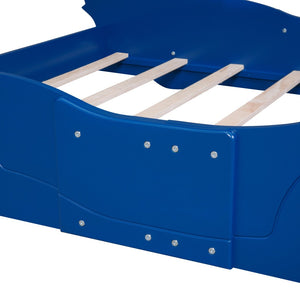 HomeRoots Blue Wood Full Bed Frame - Stylish Platform Design with Durable Slats for Modern Bedroom Décor 606919