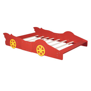 HomeRoots Red Wood Full Bed Frame - Stylish Minimalist Platform Design for Comfortable Sleep & Modern Décor 606920