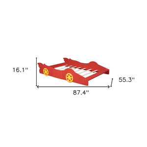 HomeRoots Red Wood Full Bed Frame - Stylish Minimalist Platform Design for Comfortable Sleep & Modern Décor 606920