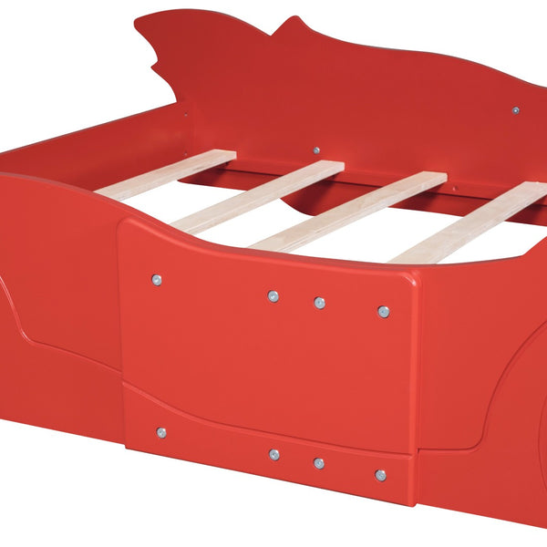 HomeRoots Red Wood Full Bed Frame - Stylish Minimalist Platform Design for Comfortable Sleep & Modern Décor 606920