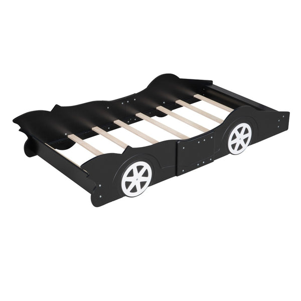 HomeRoots Black Wood Twin Bed Frame - Modern Low-Profile Design, Durable Construction, No Box Spring Needed! 606921