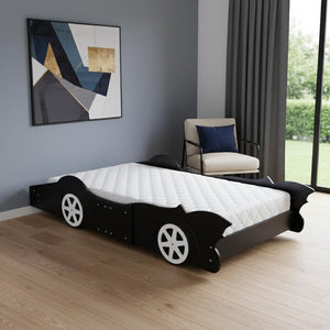 HomeRoots Black Wood Twin Bed Frame - Modern Low-Profile Design, Durable Construction, No Box Spring Needed! 606921