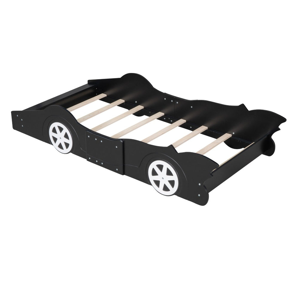 HomeRoots Black Wood Twin Bed Frame - Modern Low-Profile Design, Durable Construction, No Box Spring Needed! 606921