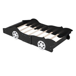 HomeRoots Black Wood Twin Bed Frame - Modern Low-Profile Design, Durable Construction, No Box Spring Needed! 606921