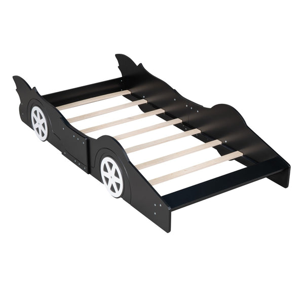 HomeRoots Black Wood Twin Bed Frame - Modern Low-Profile Design, Durable Construction, No Box Spring Needed! 606921
