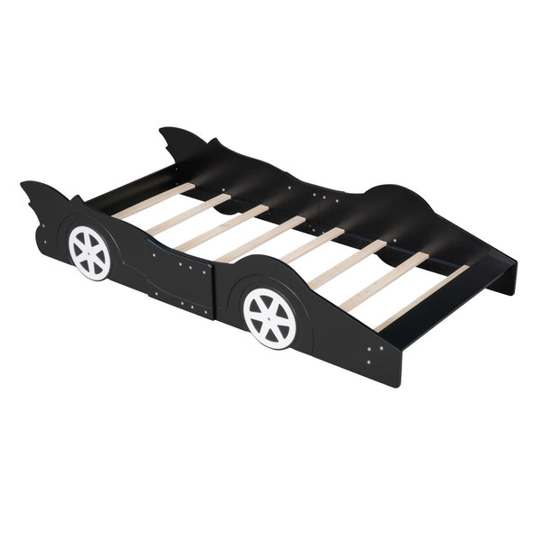 HomeRoots Black Wood Twin Bed Frame - Modern Low-Profile Design, Durable Construction, No Box Spring Needed! 606921