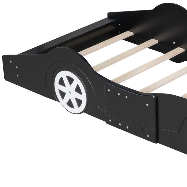 HomeRoots Black Wood Twin Bed Frame - Modern Low-Profile Design, Durable Construction, No Box Spring Needed! 606921