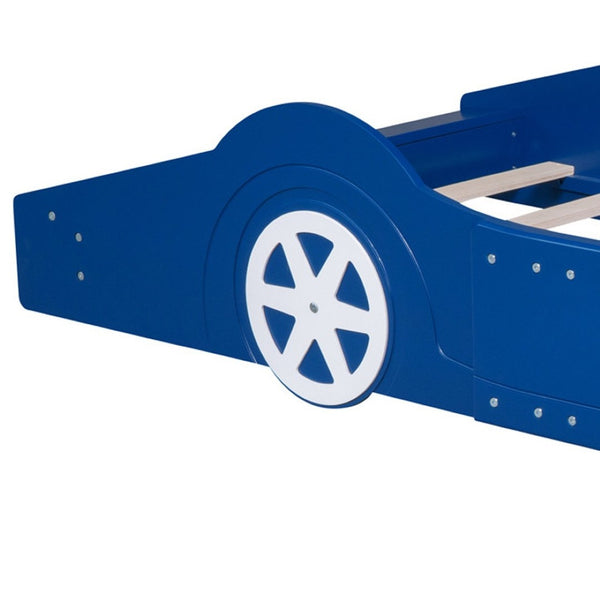 HomeRoots Blue Wood Twin Bed Frame – Stylish, Durable & Modern Design for Kids, Teens & Guest Rooms, No Box Spring 606922