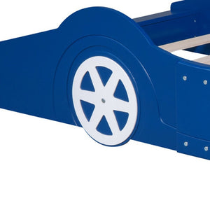 HomeRoots Blue Wood Twin Bed Frame – Stylish, Durable & Modern Design for Kids, Teens & Guest Rooms, No Box Spring 606922