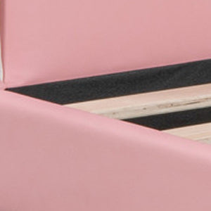 HomeRoots Pink Tufted Faux Leather Twin Bed Frame – Chic Comfort & Glamorous Design for Modern Bedrooms! 606925