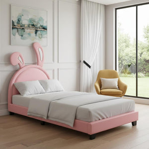 HomeRoots Pink Tufted Faux Leather Twin Bed Frame – Chic Comfort & Glamorous Design for Modern Bedrooms! 606925