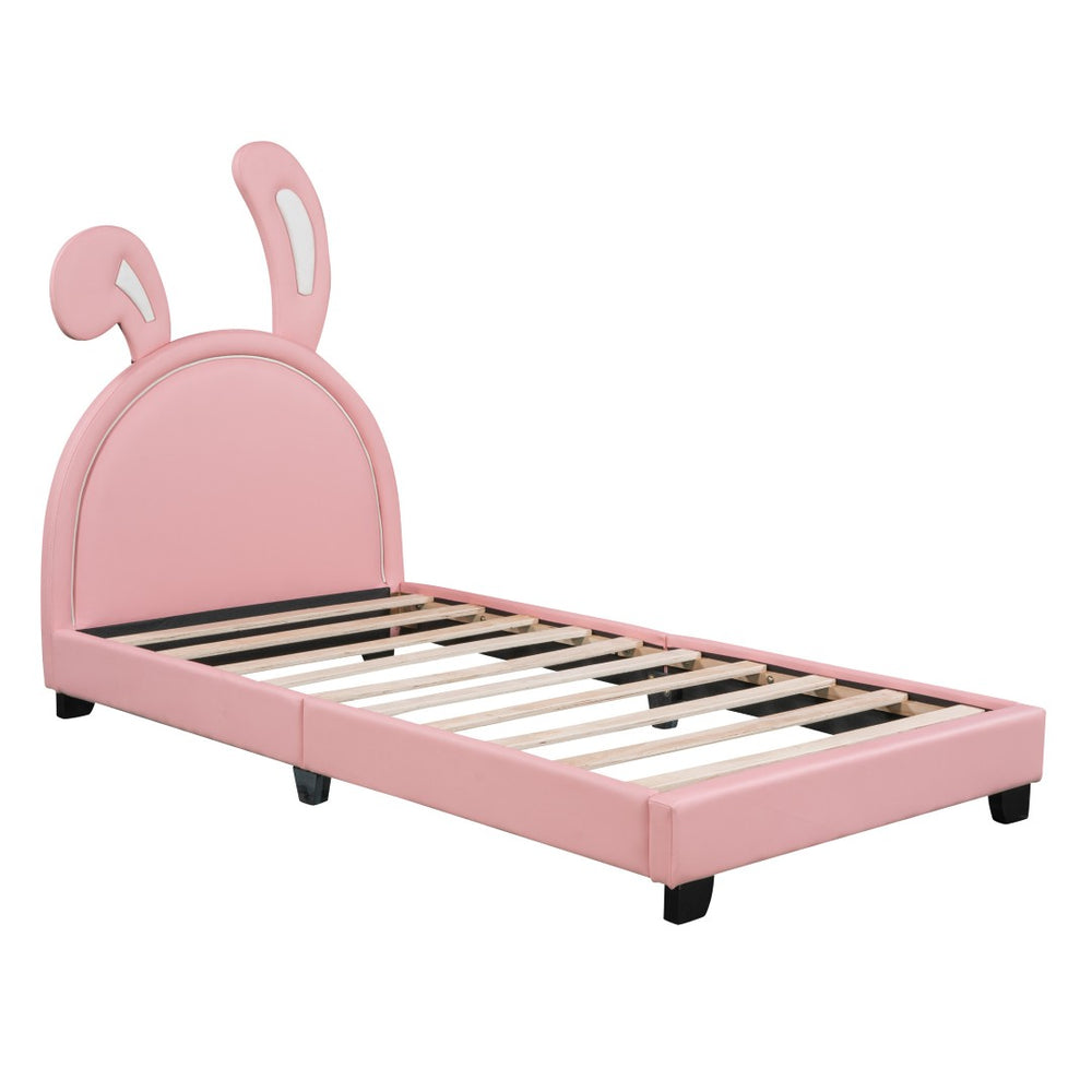 HomeRoots Pink Tufted Faux Leather Twin Bed Frame – Chic Comfort & Glamorous Design for Modern Bedrooms! 606925