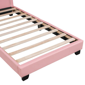 HomeRoots Pink Tufted Faux Leather Twin Bed Frame – Chic Comfort & Glamorous Design for Modern Bedrooms! 606925