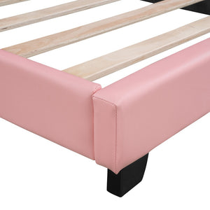 HomeRoots Pink Tufted Faux Leather Twin Bed Frame – Chic Comfort & Glamorous Design for Modern Bedrooms! 606925