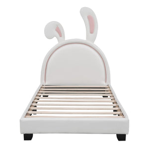 HomeRoots White Faux Leather Upholstered Twin Bed Frame - Modern Cozy Design with Sturdy Support & Style 606926