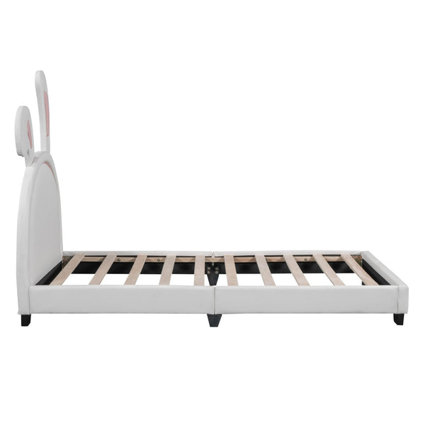 HomeRoots White Faux Leather Upholstered Twin Bed Frame - Modern Cozy Design with Sturdy Support & Style 606926