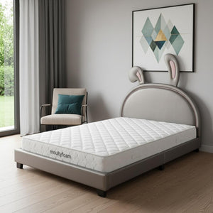 HomeRoots Gray Faux Leather Upholstered Full Bed Frame - Modern Comfort, Durable Design & No Box Spring Needed 606927