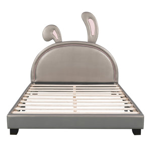 HomeRoots Gray Faux Leather Upholstered Full Bed Frame - Modern Comfort, Durable Design & No Box Spring Needed 606927