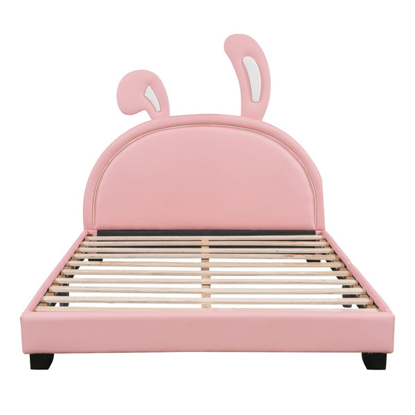 HomeRoots Pink Faux Leather Full Bed Frame - Stylish Modern Upholstered Design with Comfort & Durability! 606928