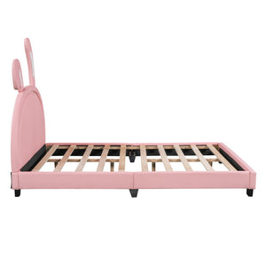 HomeRoots Pink Faux Leather Full Bed Frame - Stylish Modern Upholstered Design with Comfort & Durability! 606928