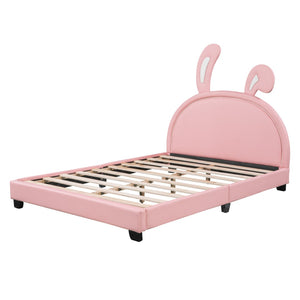 HomeRoots Pink Faux Leather Full Bed Frame - Stylish Modern Upholstered Design with Comfort & Durability! 606928