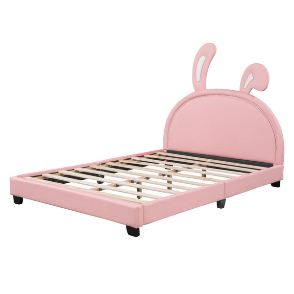 HomeRoots Pink Faux Leather Full Bed Frame - Stylish Modern Upholstered Design with Comfort & Durability! 606928
