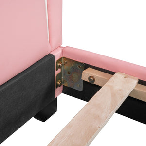 HomeRoots Pink Faux Leather Full Bed Frame - Stylish Modern Upholstered Design with Comfort & Durability! 606928
