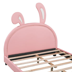 HomeRoots Pink Faux Leather Full Bed Frame - Stylish Modern Upholstered Design with Comfort & Durability! 606928