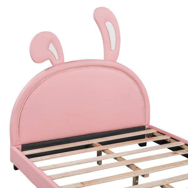 HomeRoots Pink Faux Leather Full Bed Frame - Stylish Modern Upholstered Design with Comfort & Durability! 606928