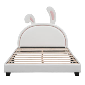 HomeRoots White Faux Leather Upholstered Full Bed Frame - Elegant, Durable, and Comfortable Modern Design 606929