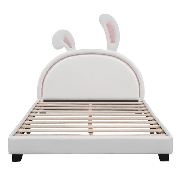 HomeRoots White Faux Leather Upholstered Full Bed Frame - Elegant, Durable, and Comfortable Modern Design 606929