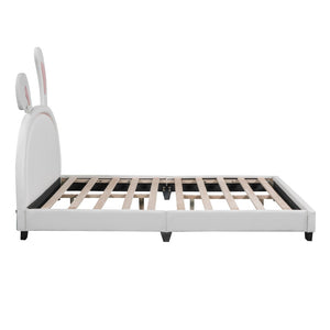 HomeRoots White Faux Leather Upholstered Full Bed Frame - Elegant, Durable, and Comfortable Modern Design 606929
