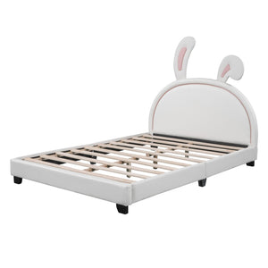 HomeRoots White Faux Leather Upholstered Full Bed Frame - Elegant, Durable, and Comfortable Modern Design 606929