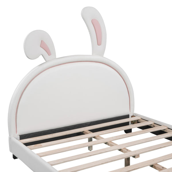 HomeRoots White Faux Leather Upholstered Full Bed Frame - Elegant, Durable, and Comfortable Modern Design 606929