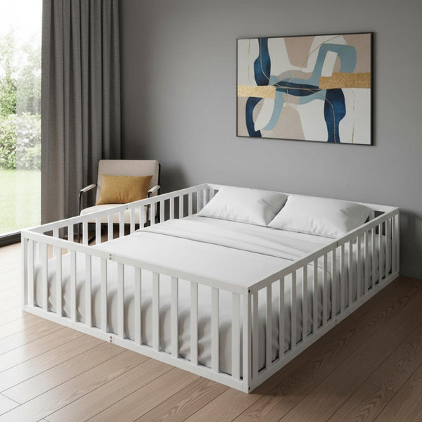 HomeRoots White Wood Twin Bed Frame - Modern Design with Durable Support, Perfect for Any Bedroom Décor! 606932